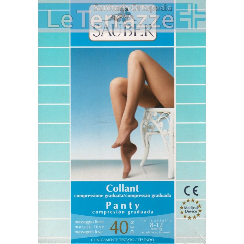 Sauber 40 den collant calze donna compressione graduata massaggio lieve 8-12mmhg